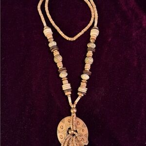 Handcrafted Tan and Brown Beaded Necklace